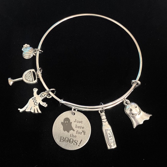Halloween Bracelet Just Here For The Boos Ghost Charms May Be Personalized - Picture 3 of 8